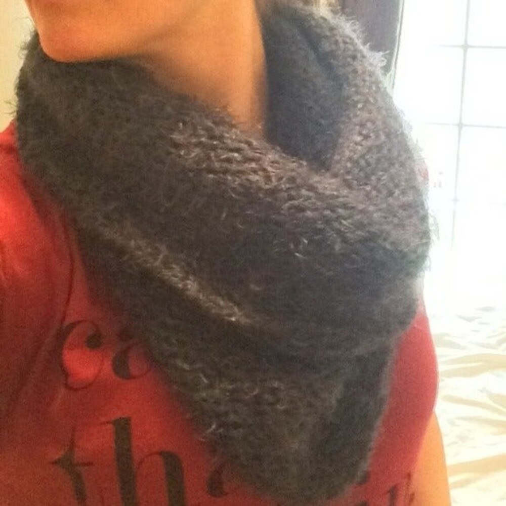 Navy Fluffy infinity scarf